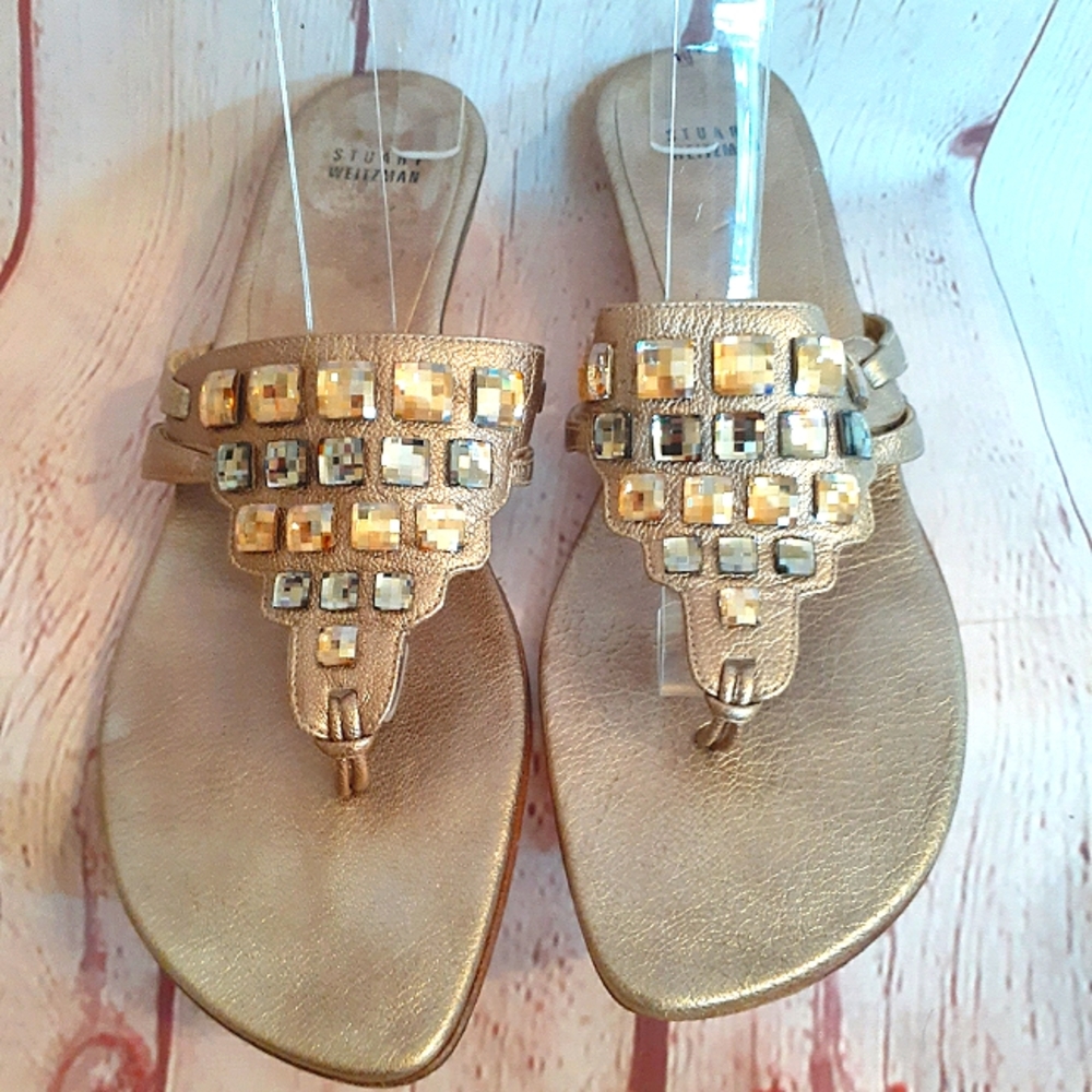 Stuart Weitzman Gold Embellished Sandals